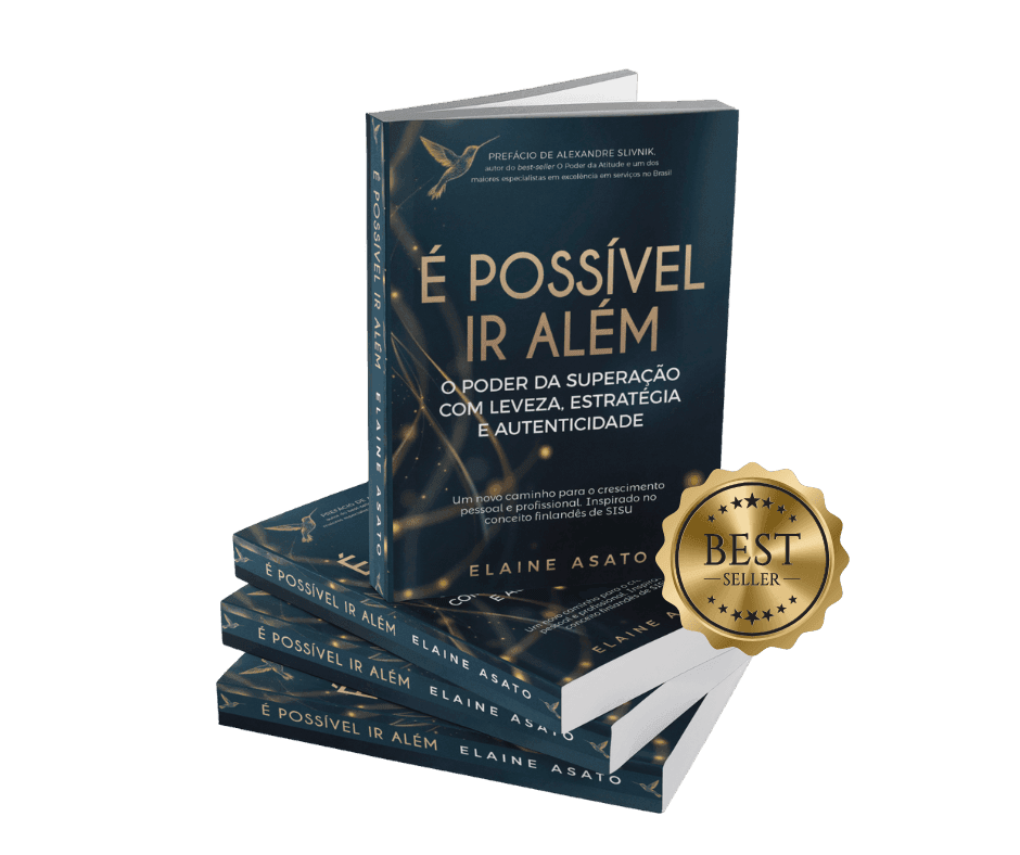 Capa do livro 'É Possível Ir Além' de Elaine Asato. Best Seller 2025, com o Método SISU em destaque