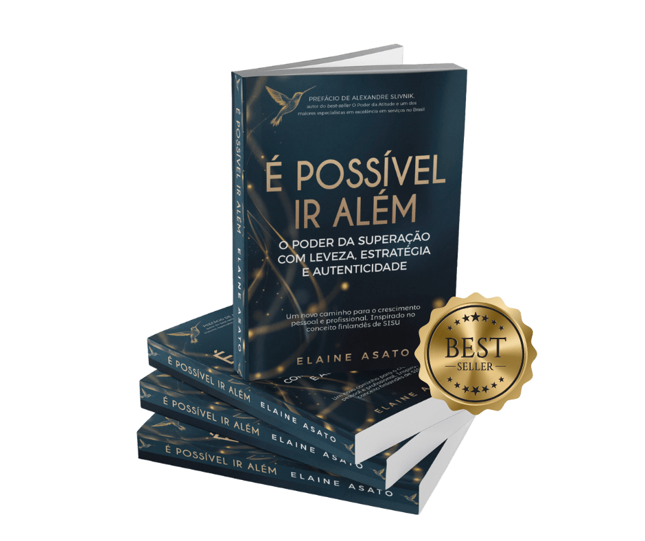 Capa do livro 'É Possível Ir Além' de Elaine Asato. Best Seller 2025, com o Método SISU em destaque Capa do livro 'É Possível Ir Além' de Elaine Asato. Best Seller 2025, com o Método SISU em destaque